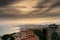 Naples seaside and hills at dusk