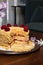 Napoleon cake with raspberry. Sweet dessert
