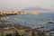 Napoli Naples and mount Vesuvius in the background at sunset in a summer day, Italy, Campania