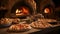 Napoli-Style Stone Baked Pizza Oven with Two Pizzas - AI Generated
