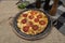 Napolitan Brazilian pizza with mozzarella cheese and tomato slices with oregano