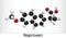 Naproxen C14H14O3 molecule. It is a nonsteroidal anti-inflammatory drug NSAID. Molecular model