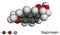 Naproxen C14H14O3 molecule. It is a nonsteroidal anti-inflammatory drug NSAID. Molecular model