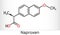 Naproxen C14H14O3 molecule. It is a nonsteroidal anti-inflammatory drug NSAID. Skeletal chemical formula