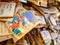 Nara, Japan - July 26, 2017: Beautiful and small prayer tables at Todai Ji Temple, are small wooden plaques used for