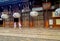 Nara, Japan - July 26, 2017: Beautiful white lanterns in the hall of the Great Buddha at Todaiji Nigatsudo Shrine in