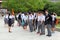 Nara, Japan, June 2018, Japanese pupils group excursion Todaiji temple