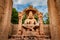 Narasimha lakshmi temple hampi antique stone art close up shot from unique angle with amazing sky