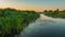 Narew National Park in Poland at sunrise. Stunning landscape with amazing mist over the Narew river. Narwianski Park Narodowy