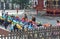 Narita, Chiba, Japan - March 4, 2016 : row of Japanese kindergarten students at a field outing trip at Naritasan Shinshoji Temple