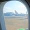 Narita International Airport view from the porthole airplane