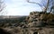 Naroznik, peak with lookout in the Table Mountains  Gory Stolowe , National Park, popular tourist attraction, Poland.