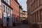 Narrow alley passing between colorful buildings in Remich