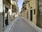 Narrow alley at pyrgi village, Chios island, Greece