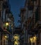 Narrow alley in world famous old town Amalfi at night