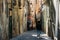 Narrow alleys of the historic center of Genoa, Italy