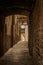 Narrow alleys in the Medieval town of Bevagna Italy.