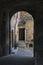 Narrow arch street of medieval italian town