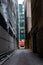 Narrow back alley in Chicago concrete jungles