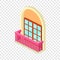 Narrow balcony icon, isometric 3d style