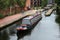 Narrow boat leaving lock, Birmingham city center