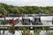 Narrow boats at quay in Thames and Kennet Marina, Reading