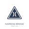 Narrow bridge sign icon. Trendy flat vector Narrow bridge sign i