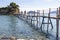 The narrow bridge to the wedding island Agios Sostis on Zakynthos, Greece