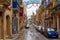 Narrow charming street in Senglea decorated for village feast