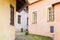 Narrow cobbled ancient street with picturesque colorful houses, Medieval old town of Tabor, Czech Republic