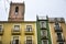 Narrow cobbled street and colorful facades in Villajoyosa town