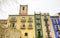 Narrow cobbled street and colorful facades in Villajoyosa town