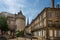Narrow cobbled street leading to Autun Cathedral in Autun, Burgundy, France