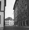 Narrow cobbled streets in the center of Zurich old town, deserted during the lockdown shot with black and white analogue technique