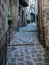 Narrow cobbled streets in old village Lyuseram, France