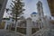 Narrow Cobbled Streets in Tinos island with traditional architectural buildings and local orthodox churches. Tinos, Cyclades