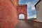 Narrow cobbledl street in Barolo, Italy.