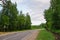 Narrow country road near a forest