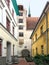 Narrow courtyard and barn building in old Riga