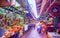 The narrow covered street of Sampheng market, Chinatown of Bangkok, Thailand