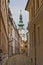 Narrow crooked bystreet in Bratislava