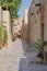 Narrow deserted street in the old city of Dubai