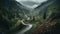 narrow dirt road in a mountain gorge.