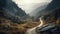 narrow dirt road in a mountain gorge.