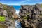 Narrow fjord among pancake rocks