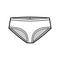 Narrow front Brief underwear technical fashion illustration with elastic waistband Athletic-style skin-tight trunks