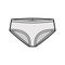 Narrow front Brief underwear technical fashion illustration with elastic waistband Athletic-style skin-tight trunks