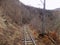 The narrow gauge railway line in Borjomi–Bakuriani railway. Georgia