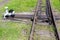 Narrow gauge railway switch, old retro railroad