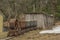 Narrow gauge in spring cloudy day in Grube Tannenberg in Krusne mountains